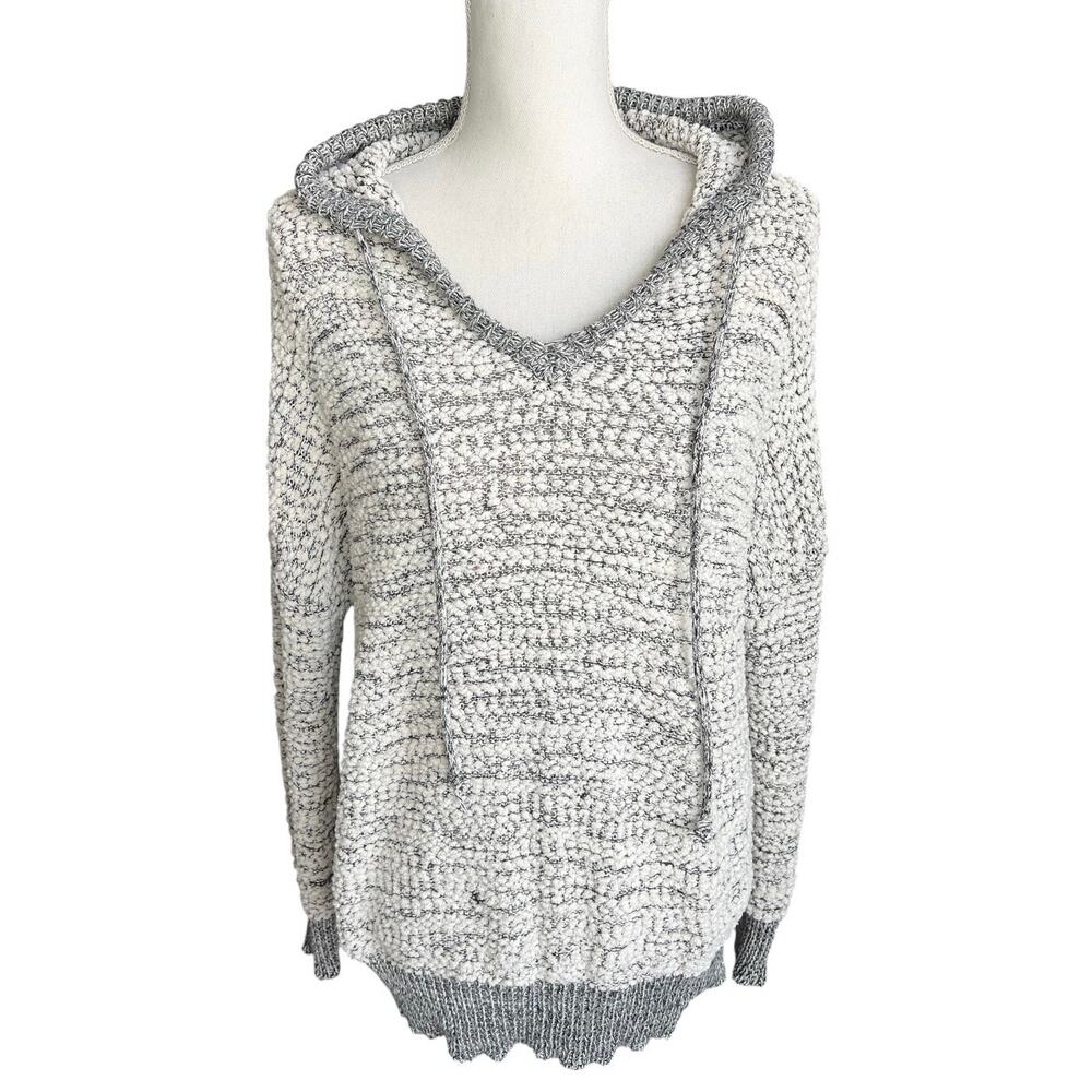 Young fabulous & broke popcorn knit hoodie V-neck gray Athliesure
